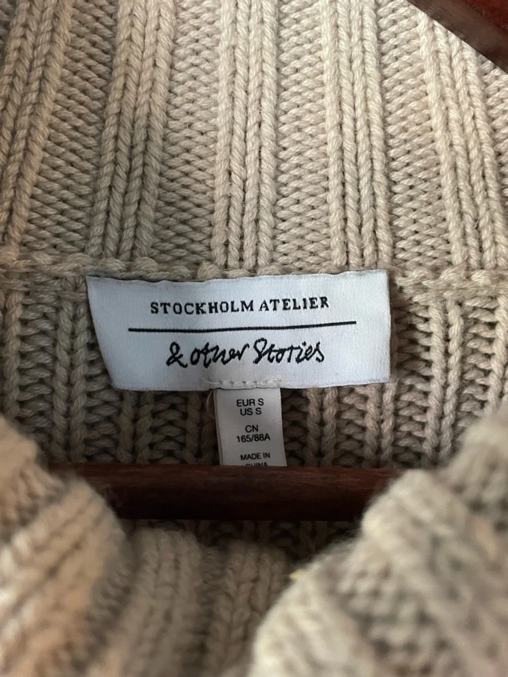 & Other Stories Stockholm Atelier Small Beige Oversized Turtleneck Sweater